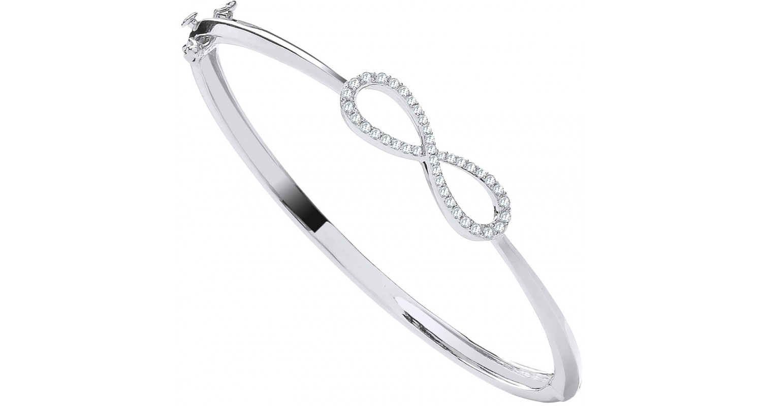 9ct White Gold Infinity 0.45ct Diamond Bangle