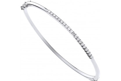 9ct White Gold 0.50ct Diamond Bangle