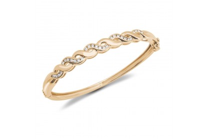 9ct Yellow Gold Diamond Channel Set Bangle