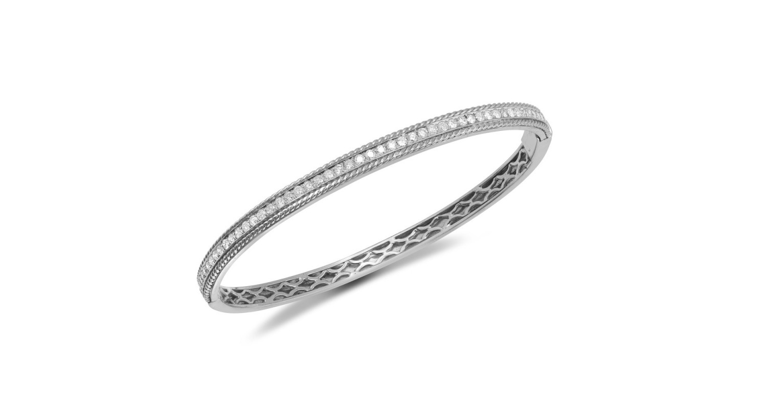 9ct White Gold Diamond Bangle