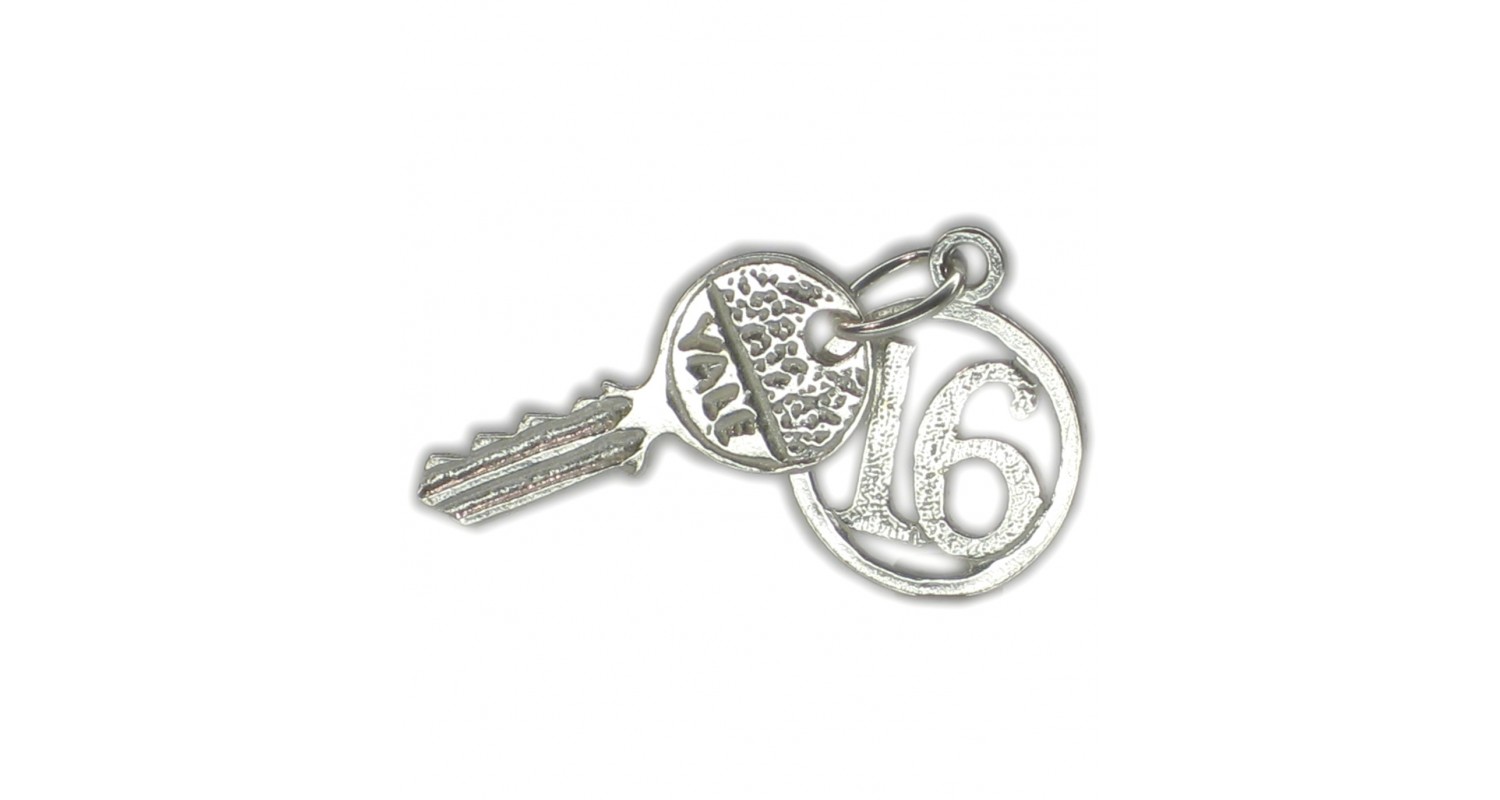 Sterling Silver 16 Yale Key Charm