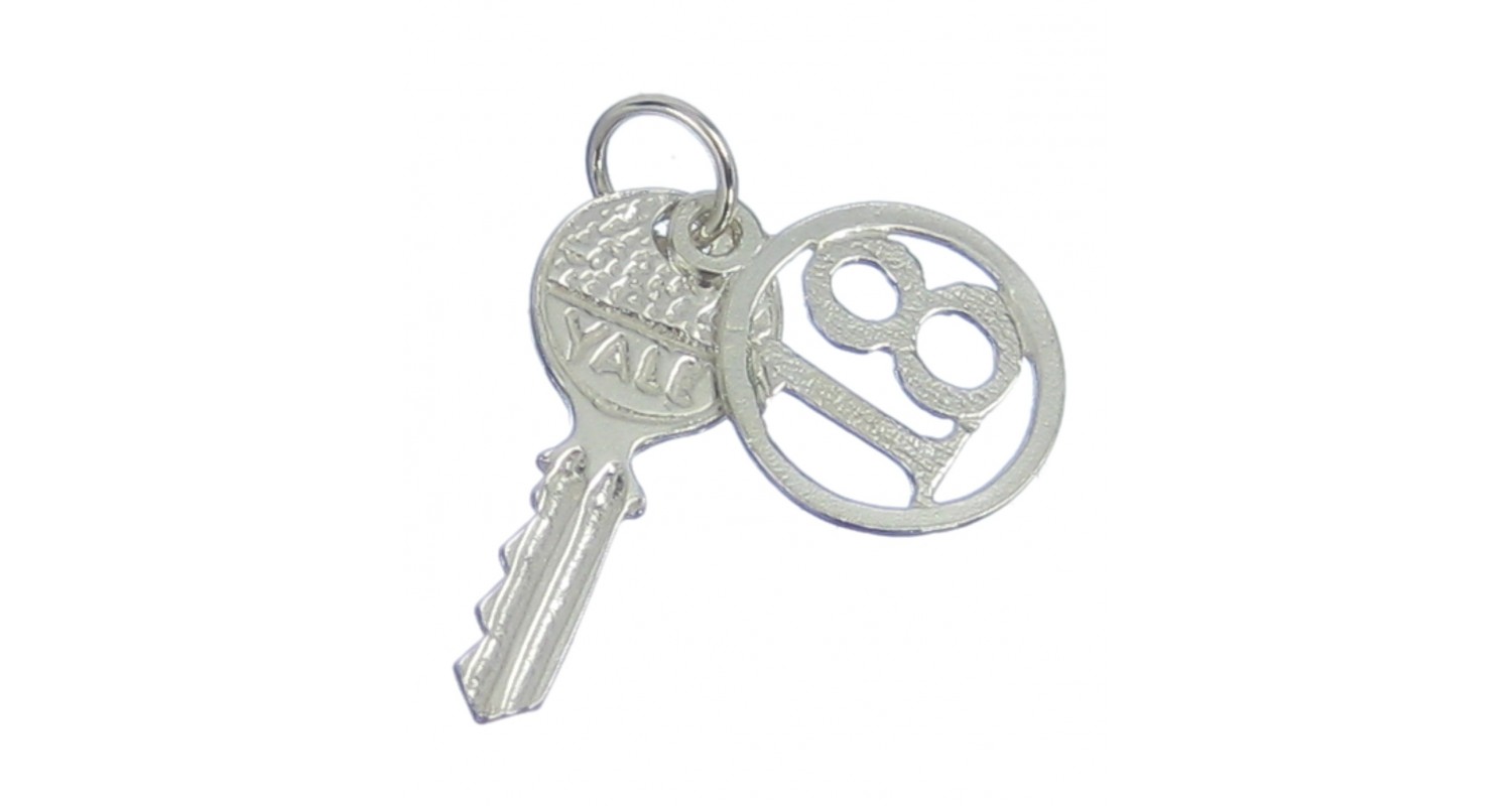 Sterling Silver 18 Yale Key Charm