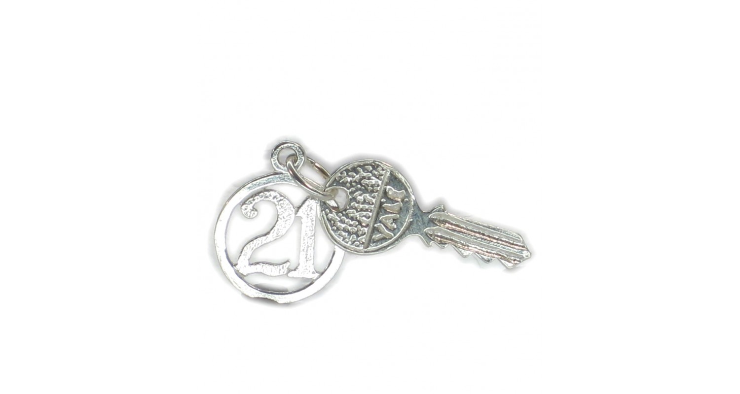 Sterling Silver 21 Yale Key Charm