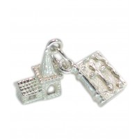 Sterling Silver Church & Bible Charm