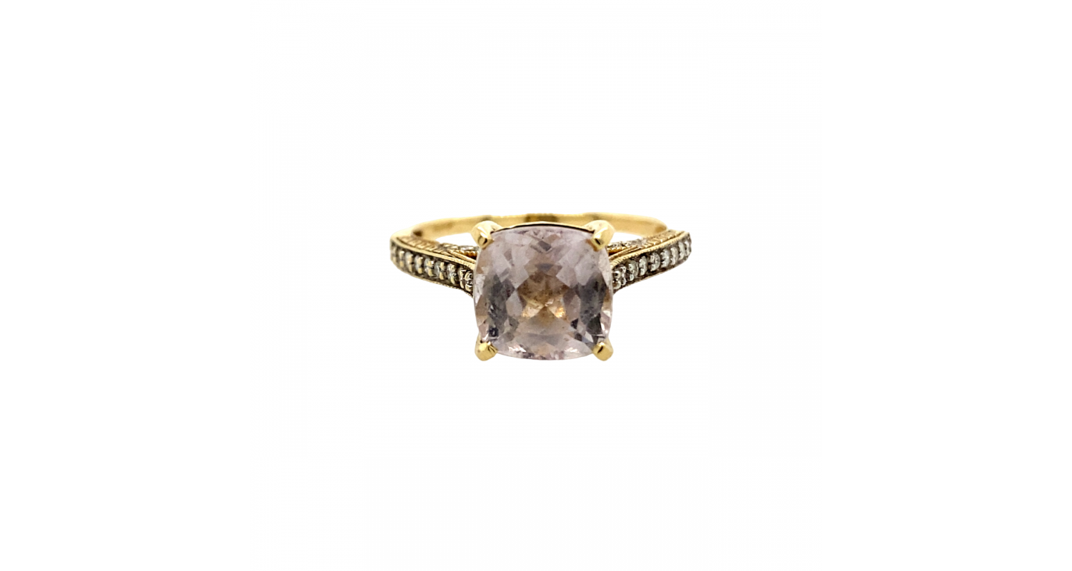 9ct Yellow Gold Quartz & CZ Ring