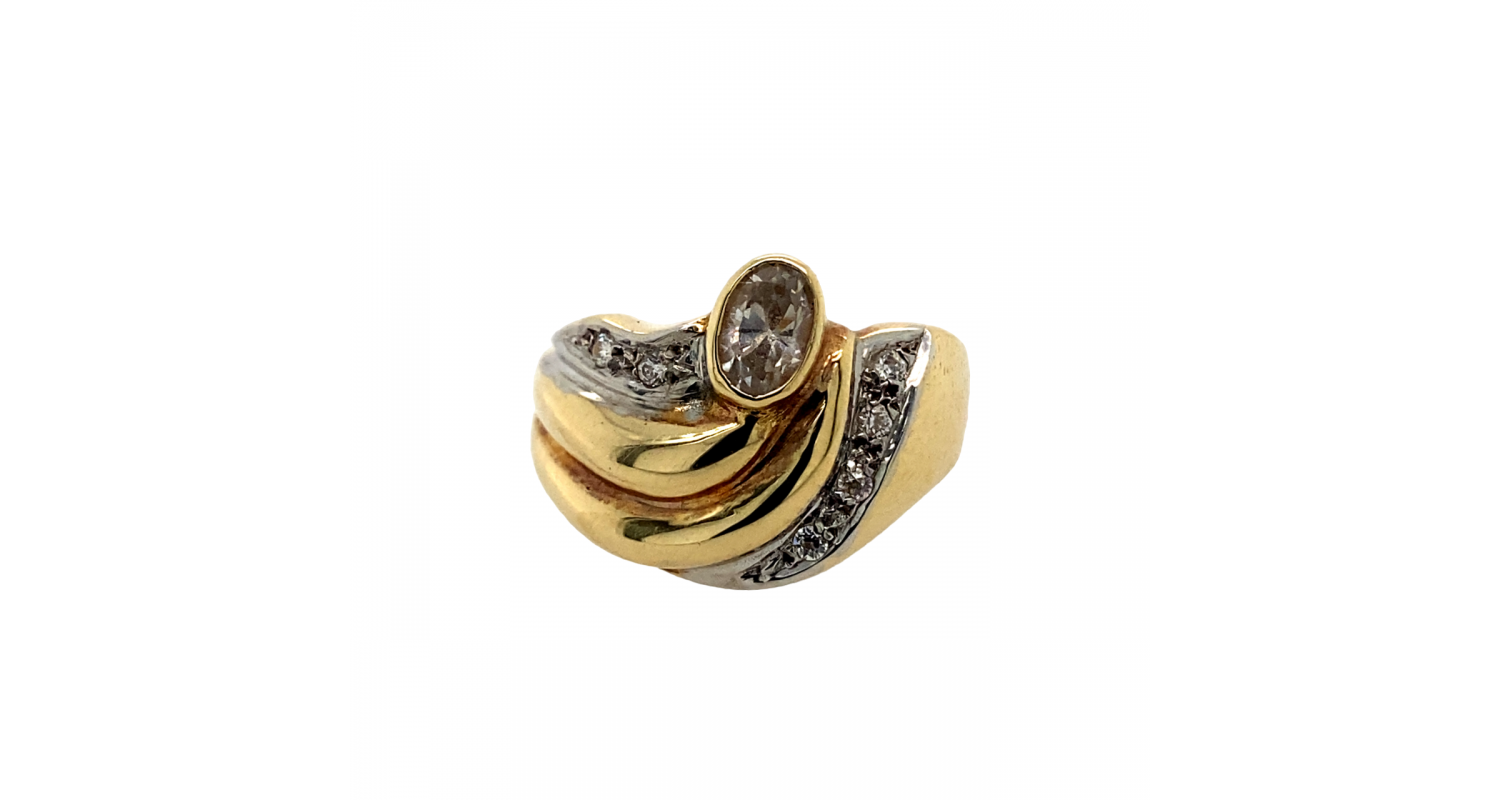 14ct Yellow Gold CZ Dress Ring