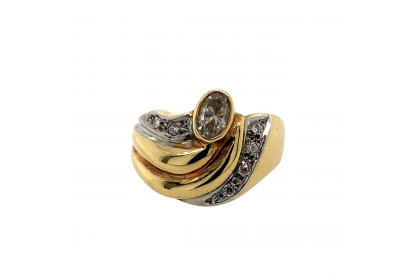 14ct Yellow Gold CZ Dress Ring
