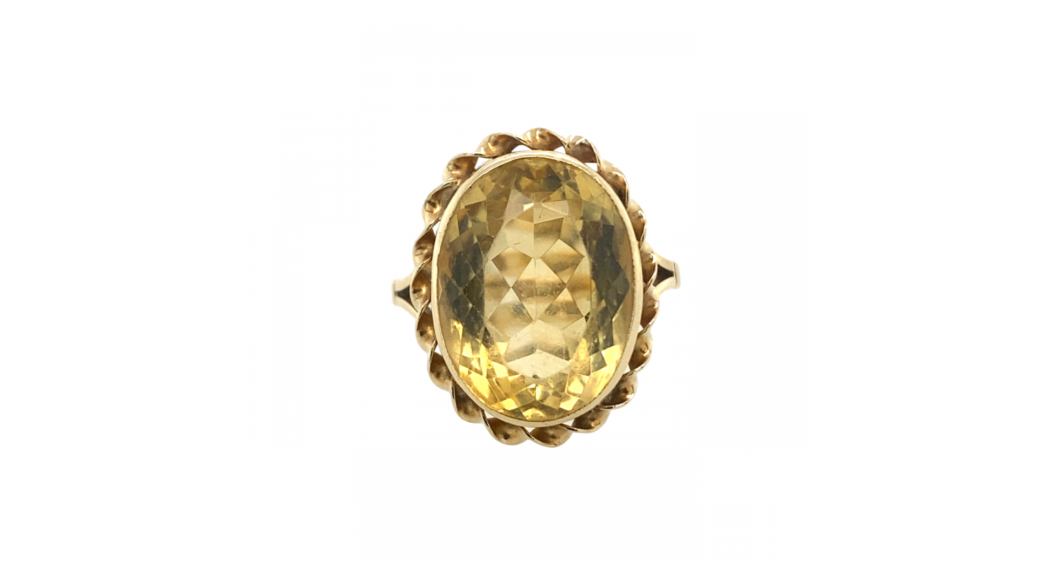 9ct Yellow Gold 1976 Yellow Quartz Ring