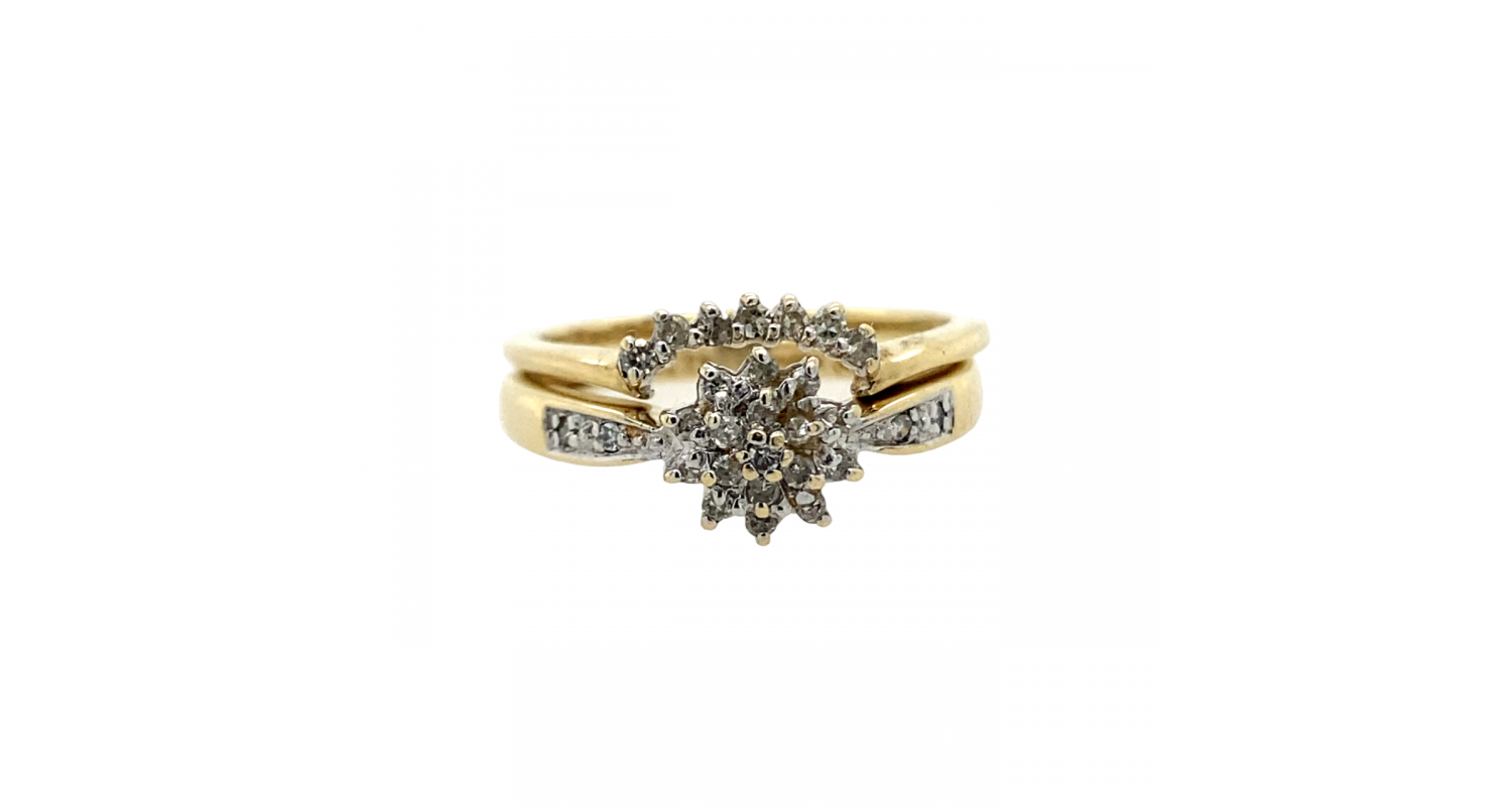 9ct Yellow Gold Diamond Ring Set