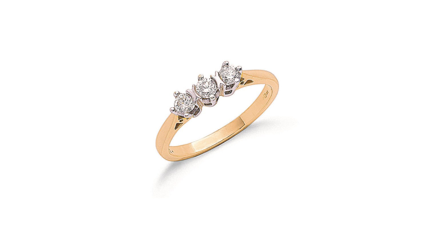 9ct Yellow Gold 0.33ct Diamond Trilogy Ring