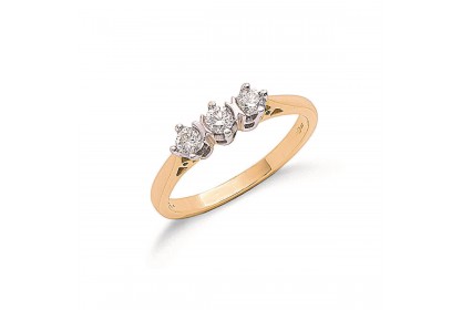 9ct Yellow Gold 0.33ct Diamond Trilogy Ring