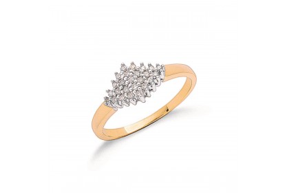 9ct Yellow Gold 0.15ct Diamond Cluster Ring