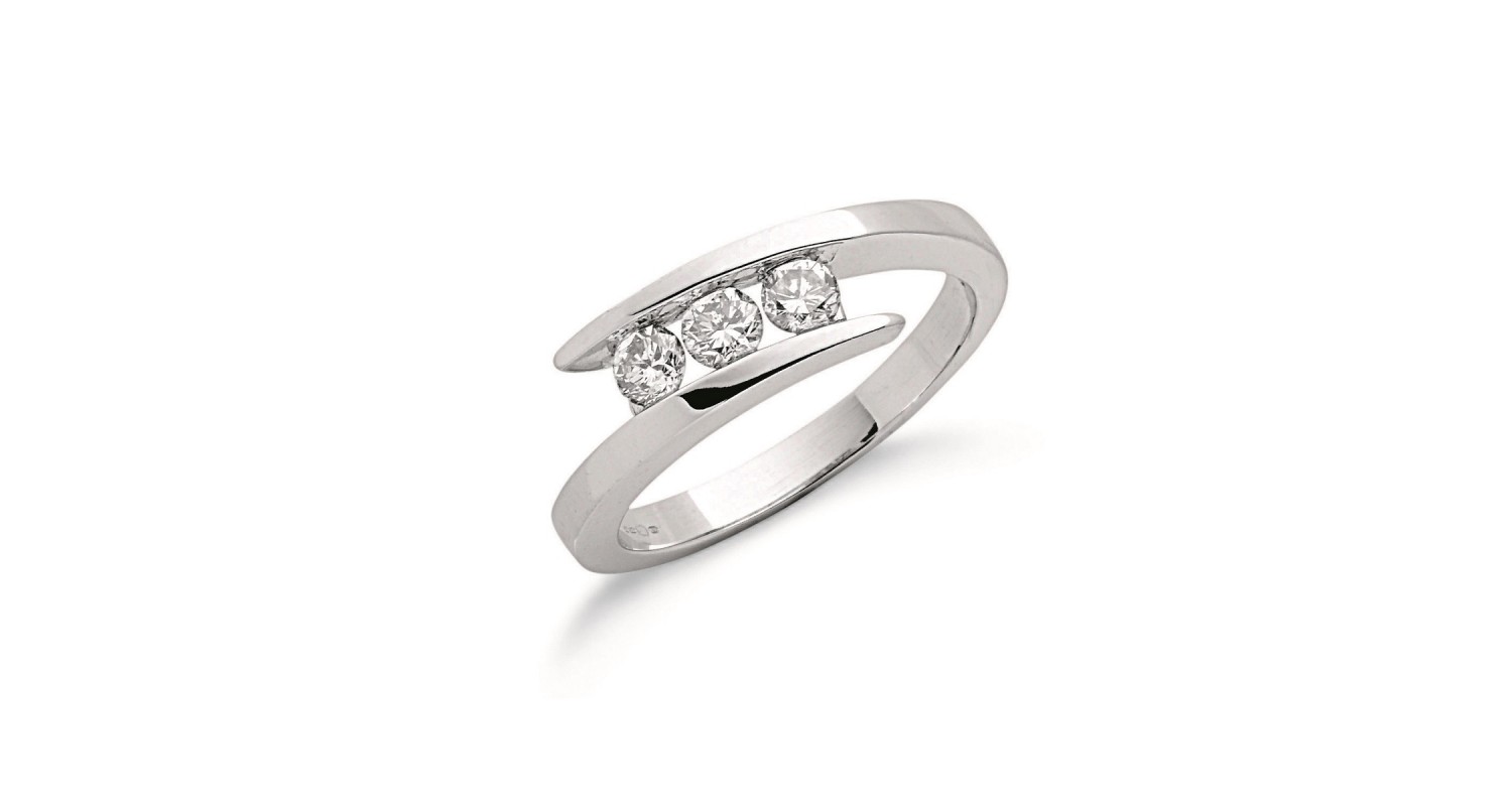 9ct White Gold 0.50ct Diamond Trilogy Ring