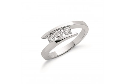 9ct White Gold 0.50ct Diamond Trilogy Ring