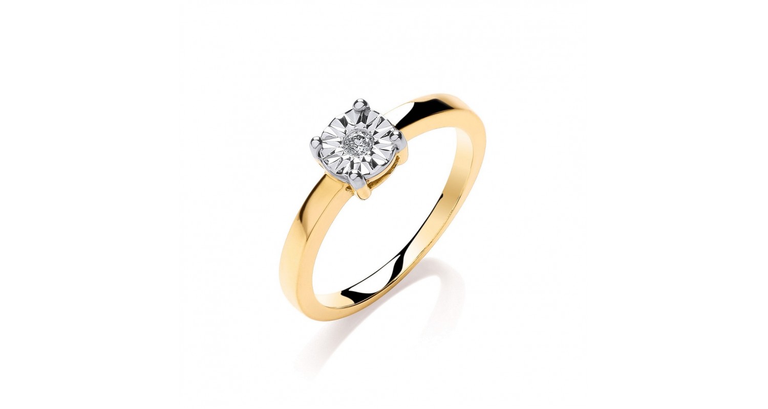 9ct Yellow Gold 0.05ct Diamond Solitaire Ring