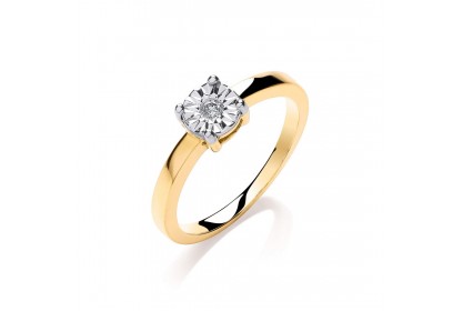 9ct Yellow Gold 0.05ct Diamond Solitaire Ring