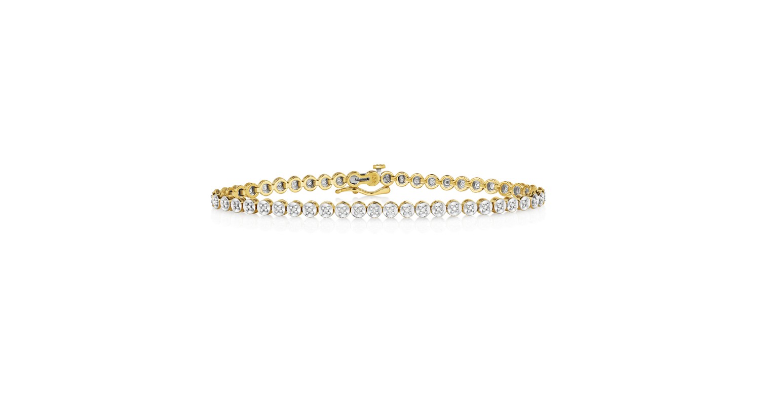 9ct Yellow Gold 0.25ct Diamond Tennis Bracelet