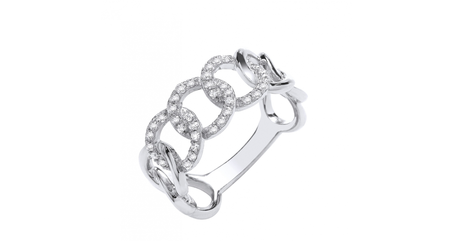 9ct White Gold 0.23ct Diamond Curb Ring