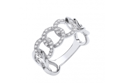 9ct White Gold 0.23ct Diamond Curb Ring