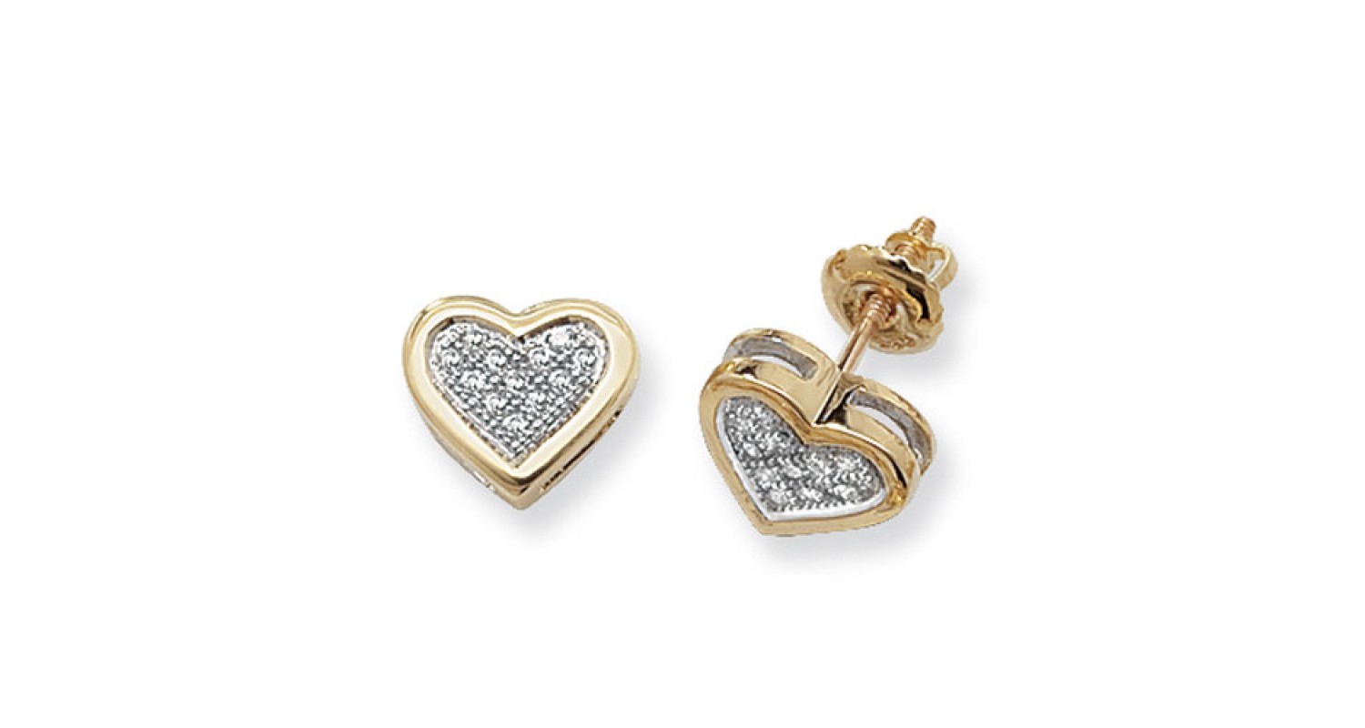 9ct Yellow Gold 0.12ct Diamond Heart Studs