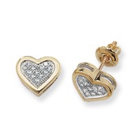 9ct Yellow Gold 0.12ct Diamond Heart Studs