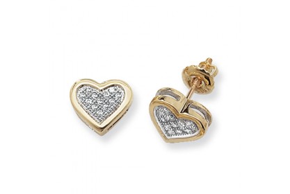 9ct Yellow Gold 0.12ct Diamond Heart Studs