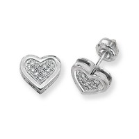 9ct White Gold 0.12ct Diamond Heart Studs