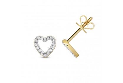 9ct Yellow Gold 0.12ct Diamond Heart Studs