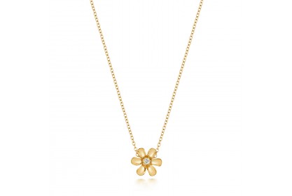 9ct Yellow Gold Diamond Set Daisy Necklace