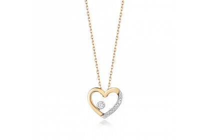 9ct Yellow Gold Diamond Set Heart Necklace