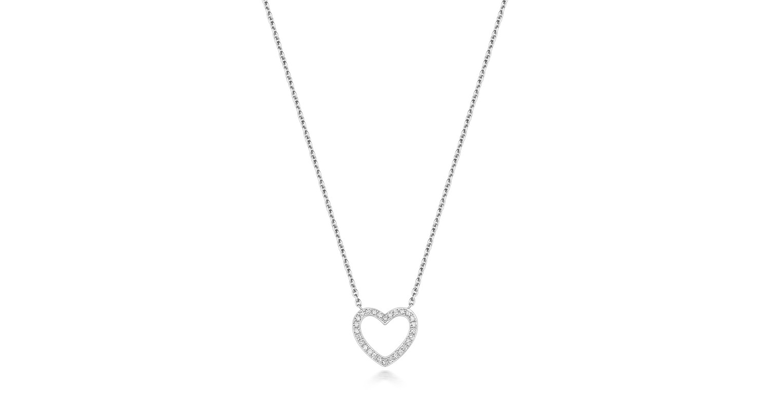 18ct White Gold Diamond Heart Necklace