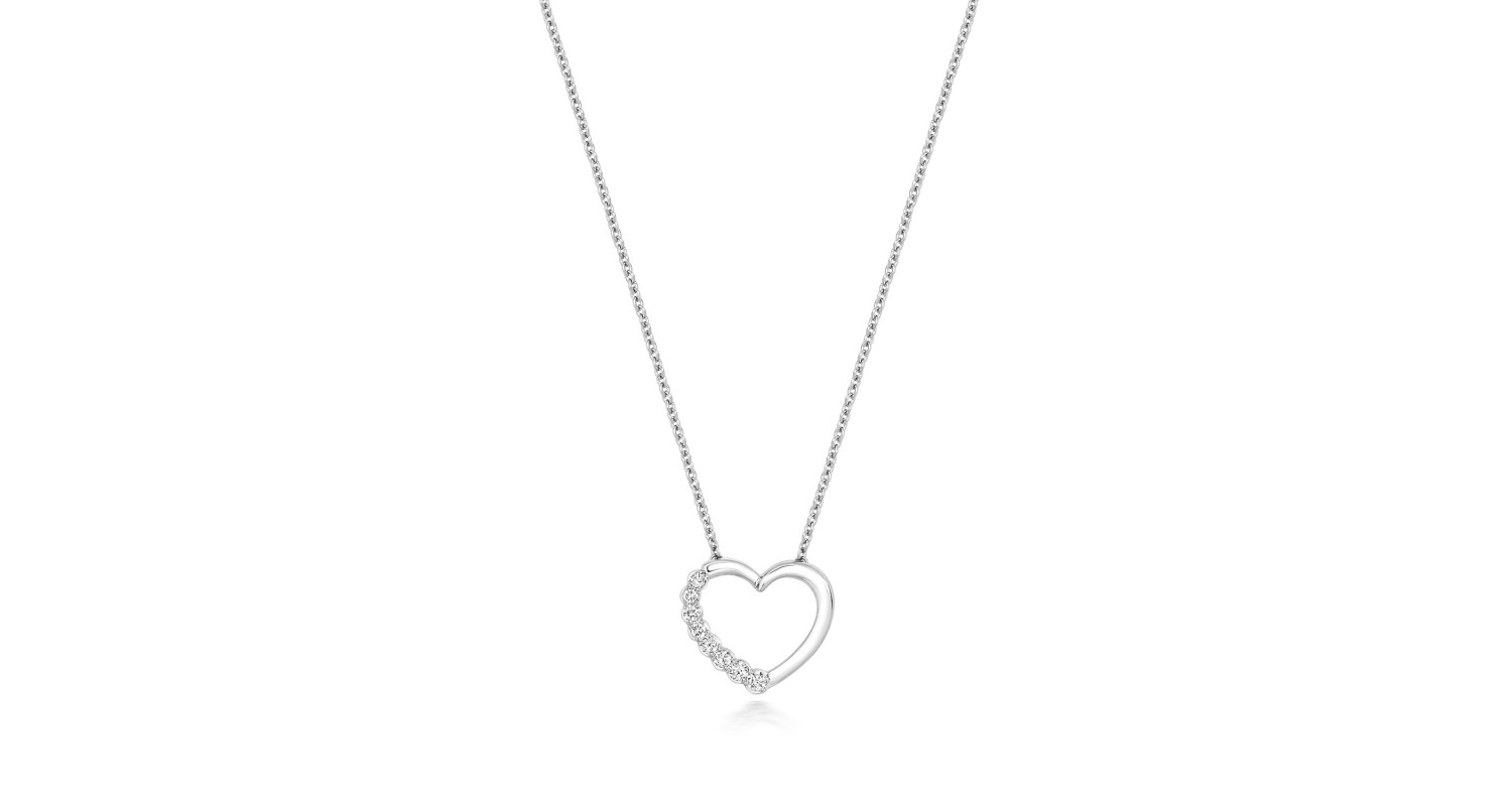 18ct White Gold Diamond Heart Necklace