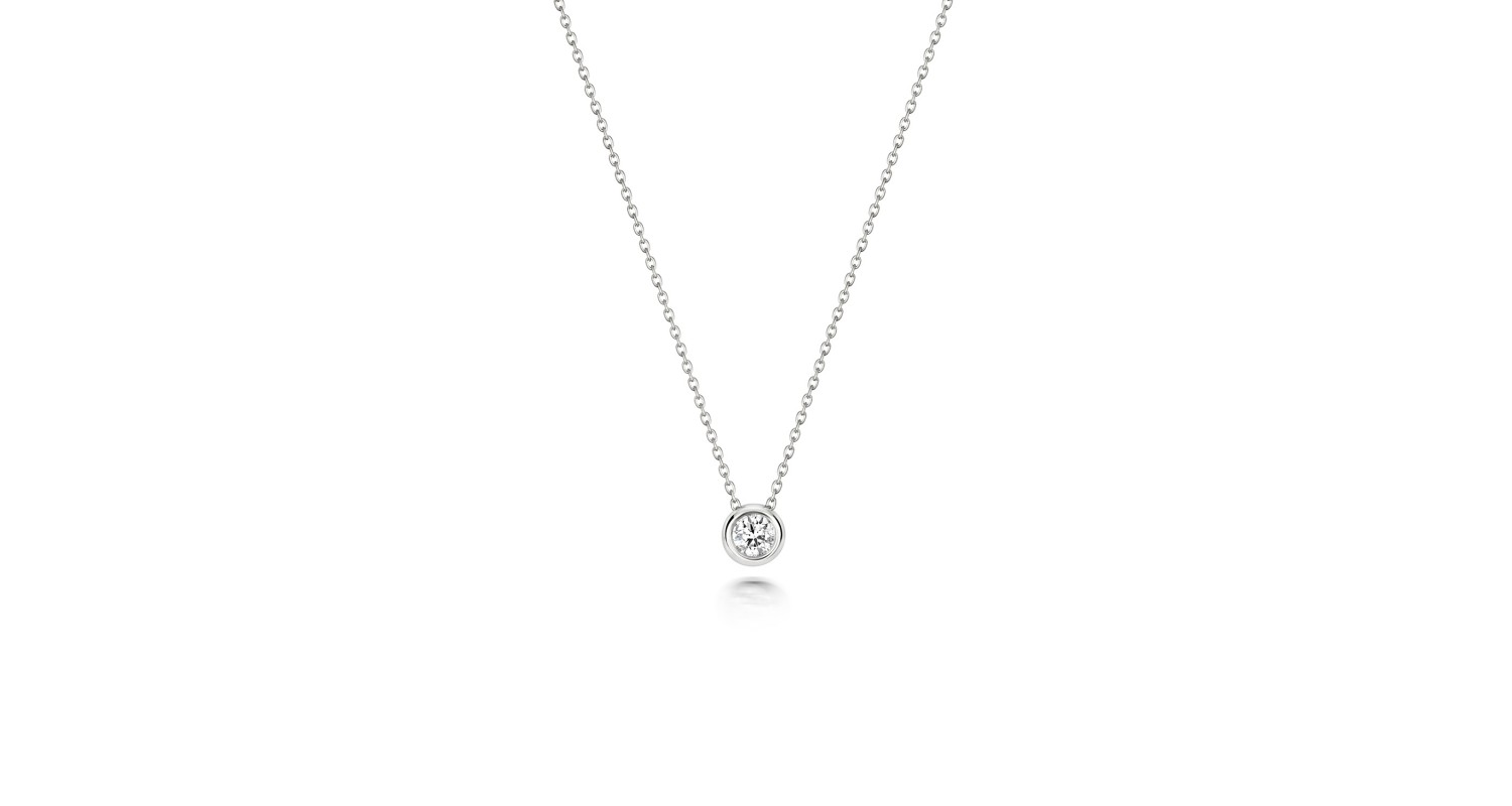 18ct White Gold Diamond Rubover Necklace