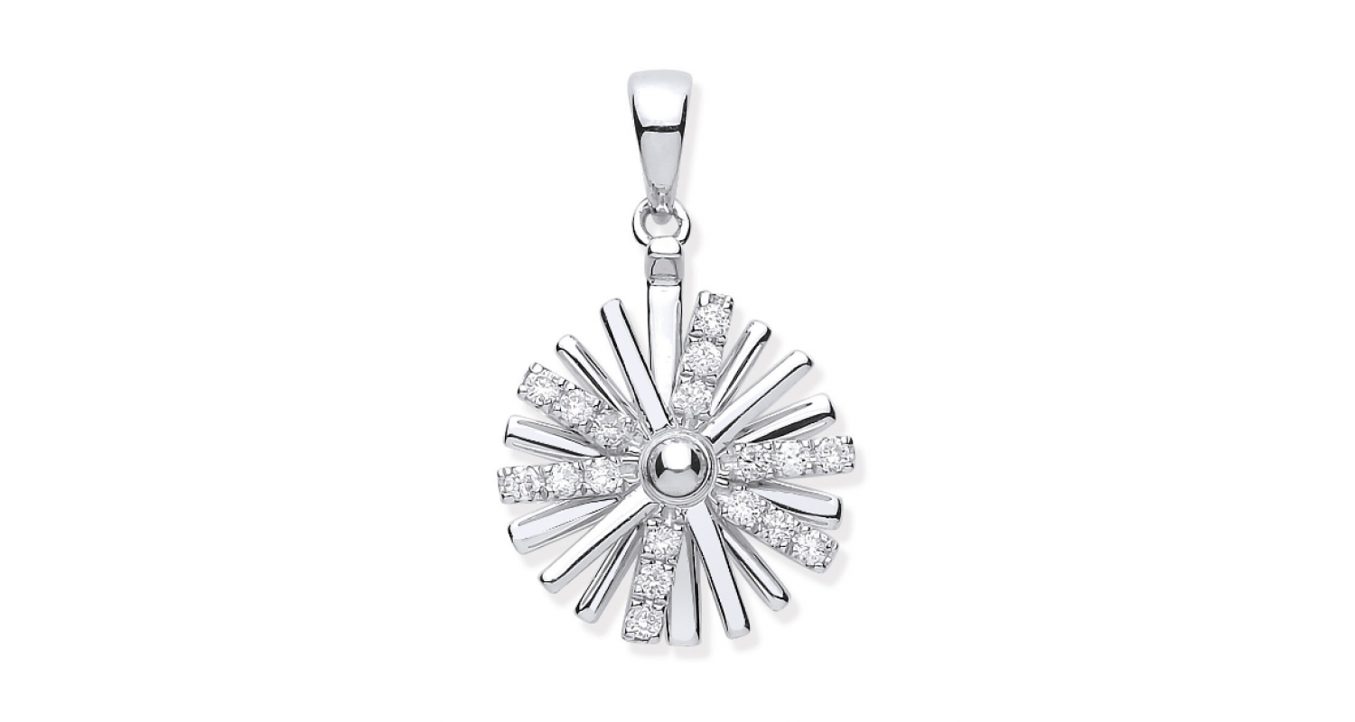 9ct White Gold 0.16ct Diamond Spinning Pendant