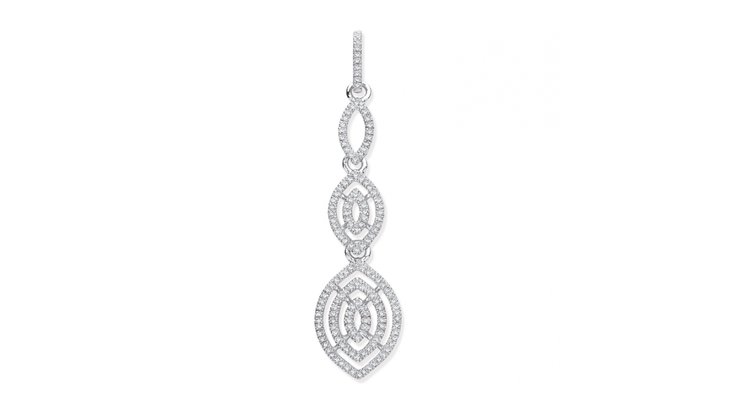 9ct White Gold 0.25ct Diamond Drop Pendant