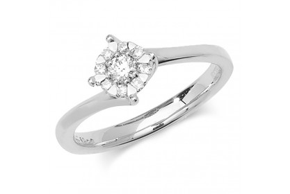 9ct White Gold Diamond Cluster Ring