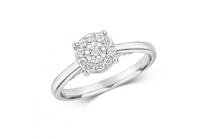 9ct White Gold Diamond Cluster Ring