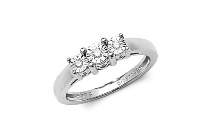 9ct White Gold Illusion Set Diamond Trilogy Ring