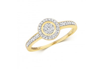 9ct Yellow Gold Diamond Cluster Ring