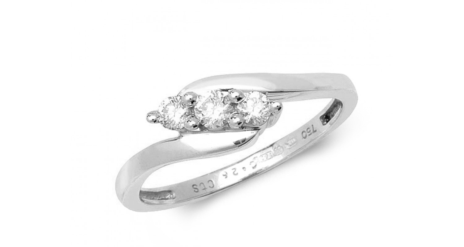 18ct White Gold Diamond Trilogy Ring