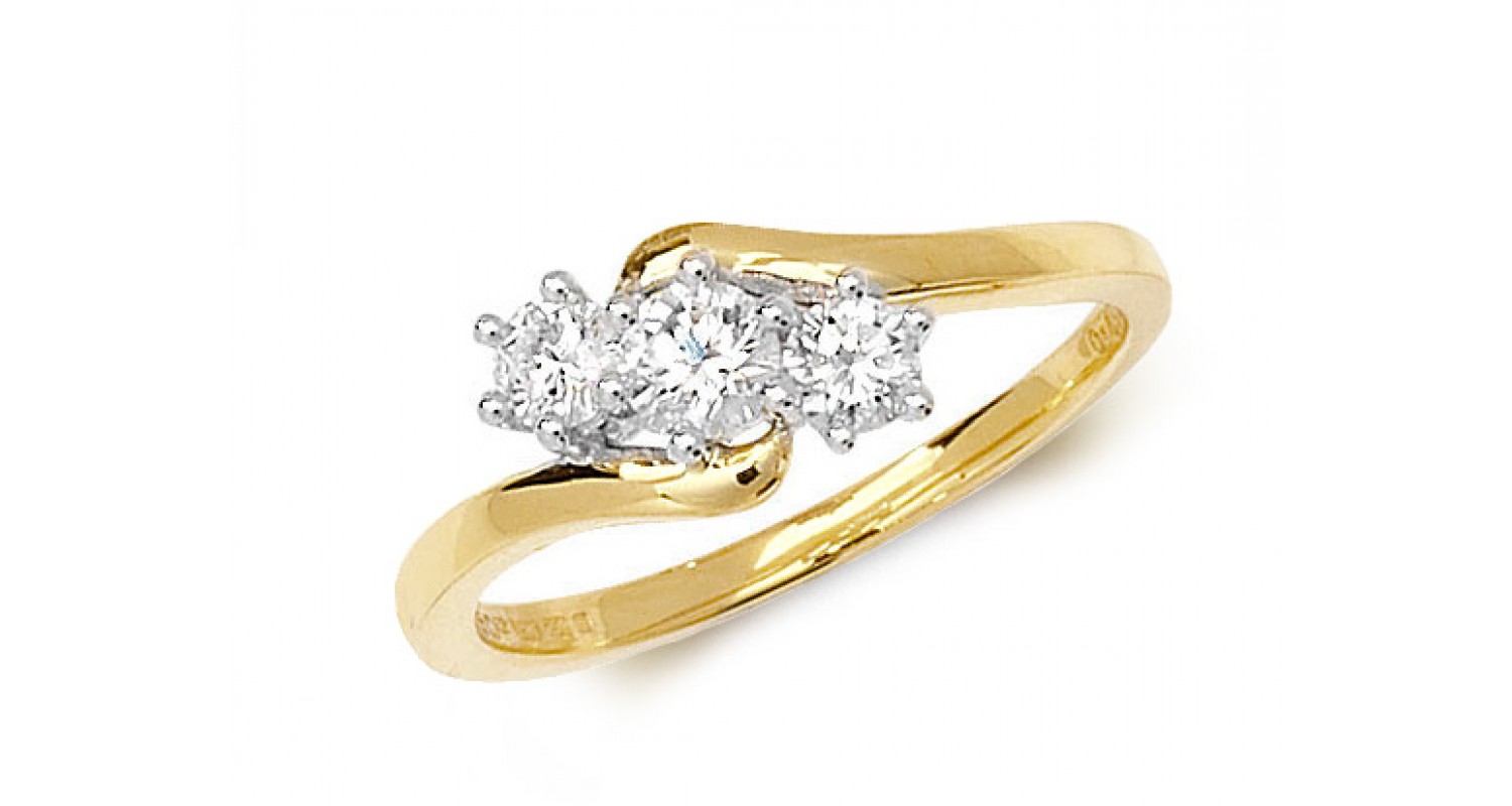 18ct Yellow Gold Diamond Trilogy Ring