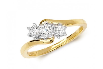 18ct Yellow Gold Diamond Trilogy Ring