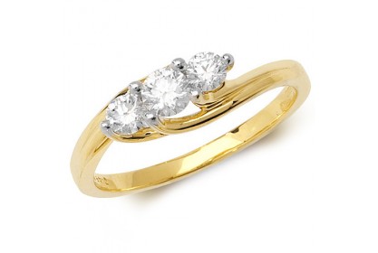 18ct Yellow Gold Diamond Trilogy Ring