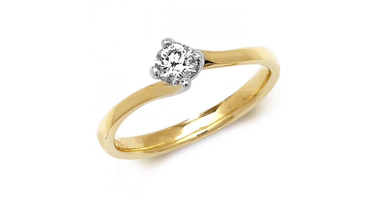 18ct Yellow Gold Diamond 0.25ct Solitaire Twist Ring