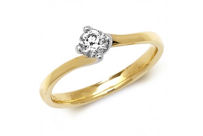 18ct Yellow Gold Diamond 0.25ct Solitaire Twist Ring