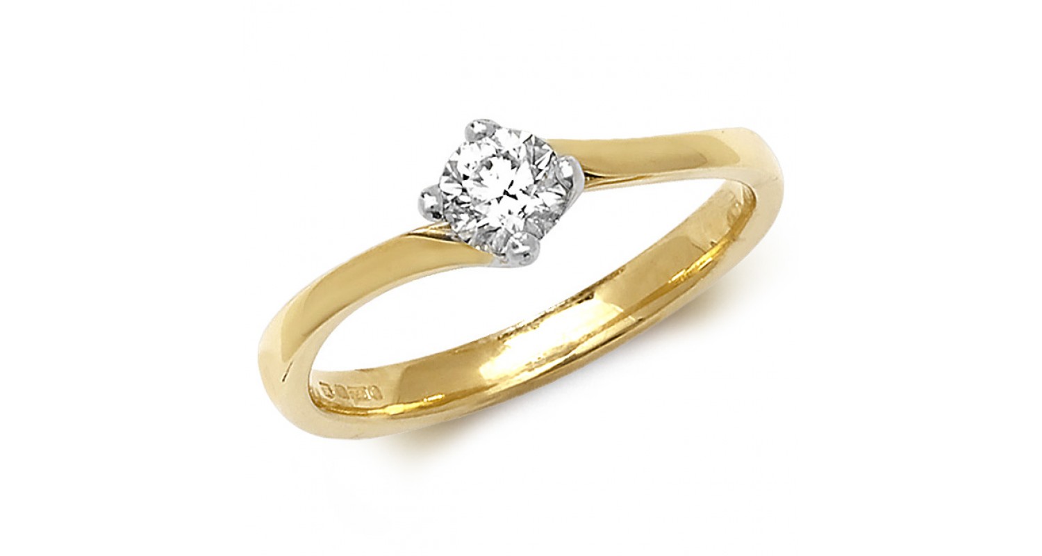 18ct Yellow Gold Diamond 0.35ct Solitaire Twist Ring