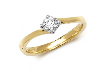 18ct Yellow Gold Diamond 0.35ct Solitaire Twist Ring