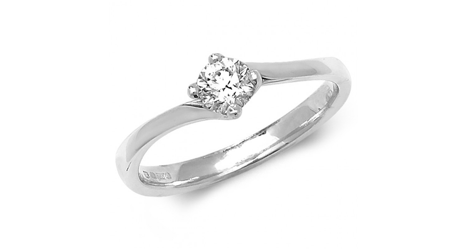 18ct White Gold Diamond 0.35ct Solitaire Twist Ring