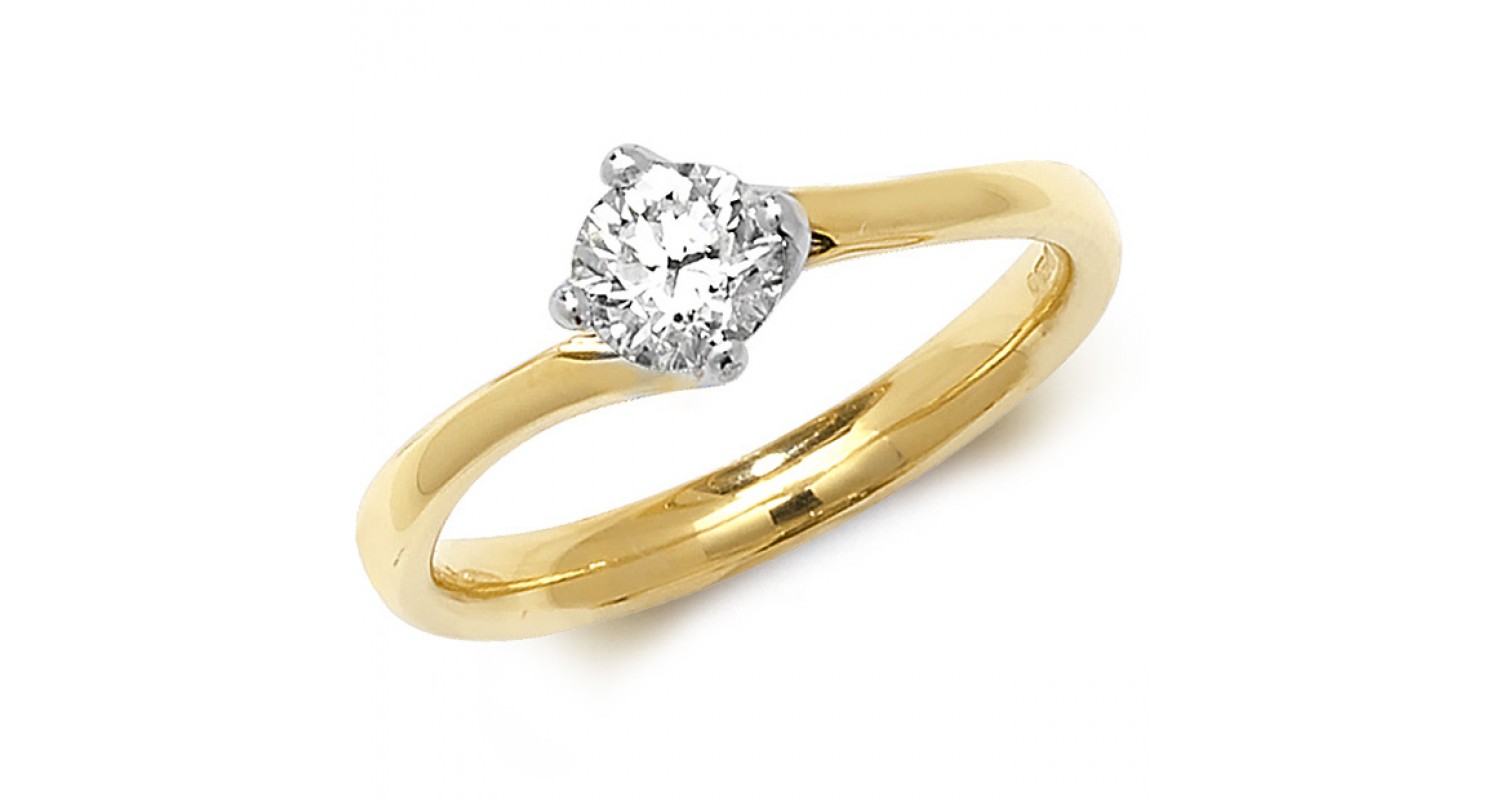 18ct Yellow Gold Diamond 0.50ct Solitaire Twist Ring