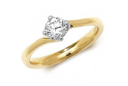 18ct Yellow Gold Diamond 0.50ct Solitaire Twist Ring